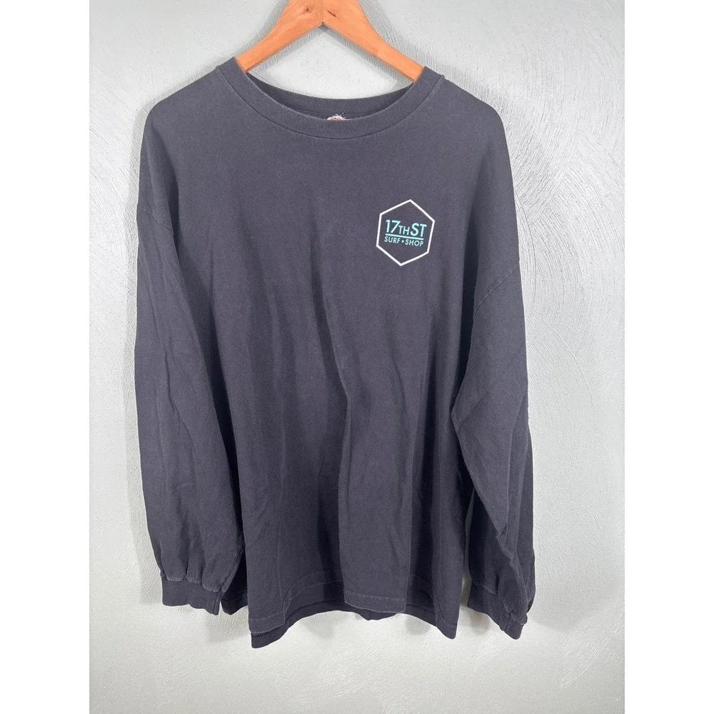 17th Street Surf Shop Long Sleeve T Shirt Men's‎ 2XL Black Locally Grown Graphic